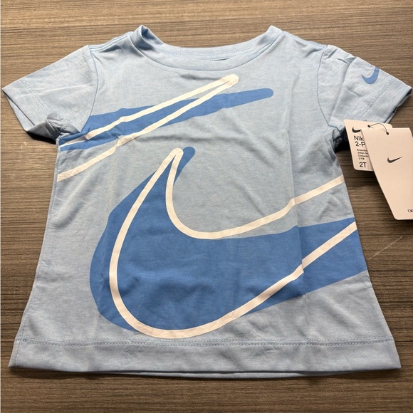Toddler Boy 2T Nike Dri-Fit Shirt & Short 2 Piece Set Swoosh Blue - Picture 2 of 6